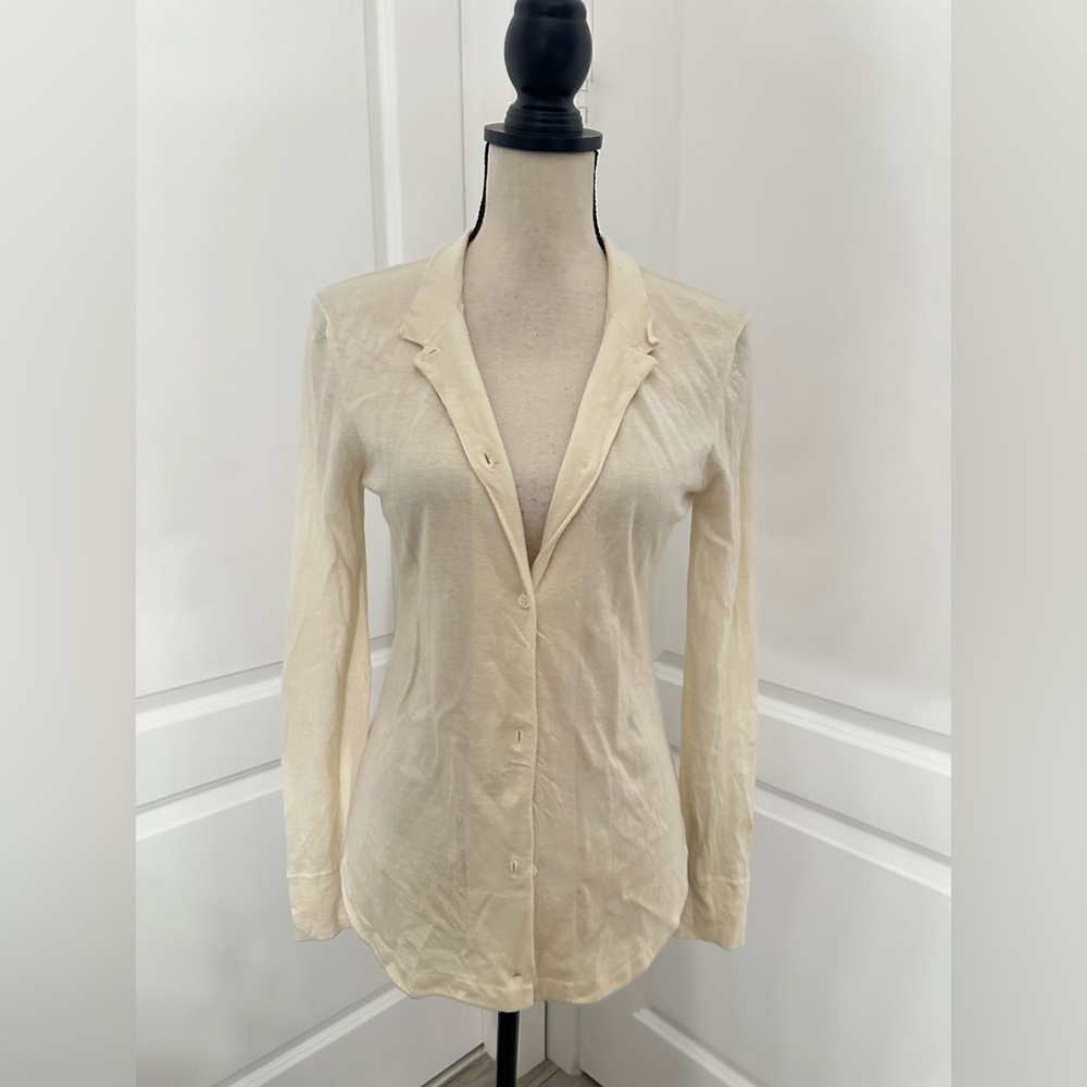 TSE Cream Yellow Women's Blazer Button Down Cardigan Sweater